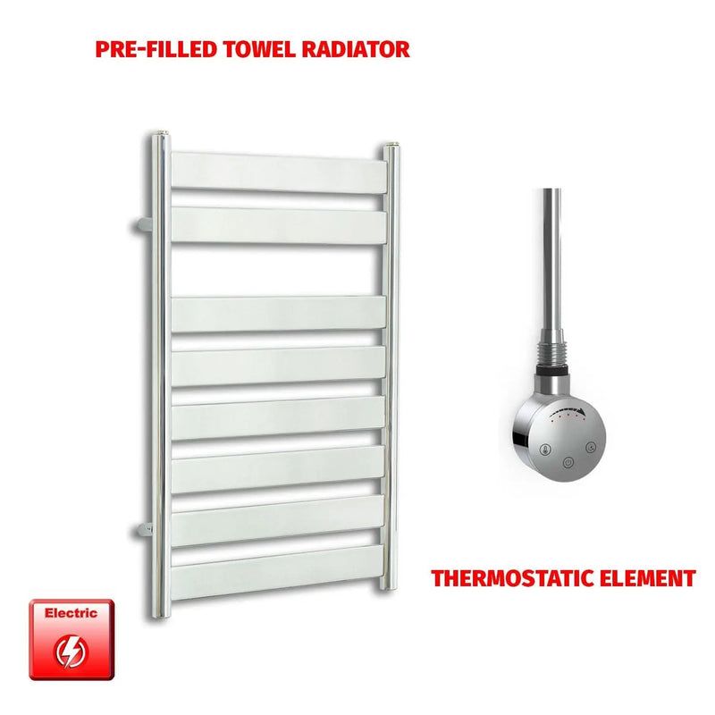 800x500mm Chrome Flat Panel Pre-Filled Electric Heated Towel Rail