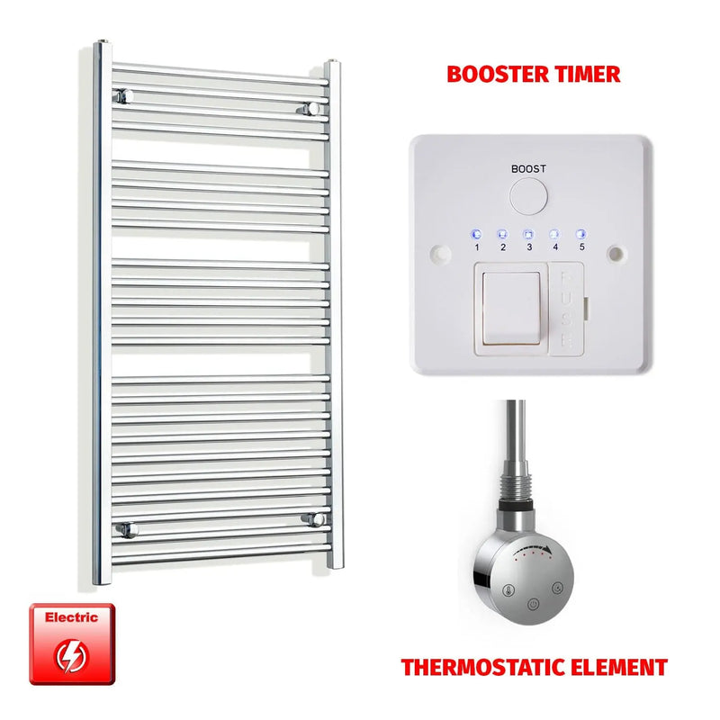 1200x600mm Chrome Electric Towel Rail Bathroom Warmer Pre Filled