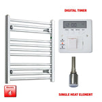 600x500mm Pre-Filled Electric Heated Towel Rail Flat / Curved Chrome