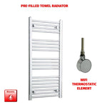 1000x400mm Electric Heated Towel Rail Chrome Pre-Filled Flat Panel
