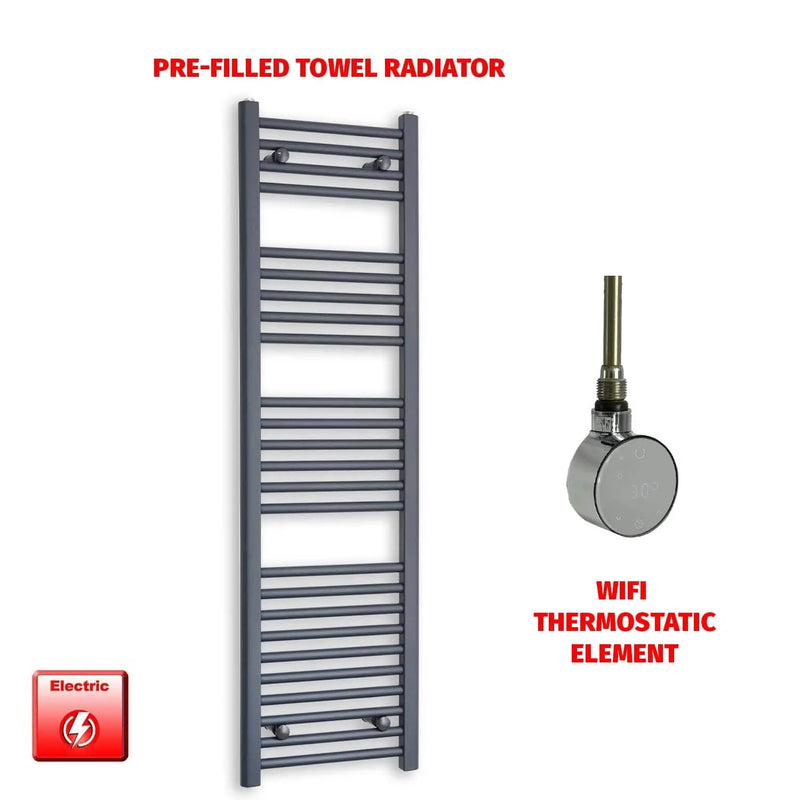 1400x400mm Flat Anthracite Pre Filled Electric Towel Rail