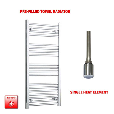 1000x400mm Electric Heated Towel Rail Chrome Pre-Filled Flat Panel