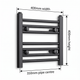 Black flat bar heated towel rail 400 x 400mm – dimensions diagram