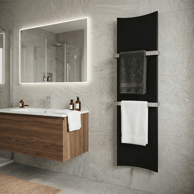 Black Bone Designer Heated Towel Rail 1200×300mm