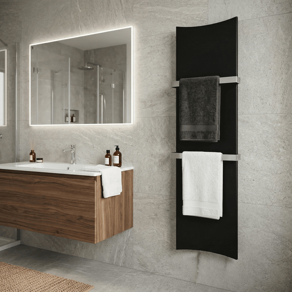 Black Bone Designer Heated Towel Rail 1200×300mm