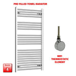 1200x750mm Pre-Filled Electric Heated Towel Rail Flat Or Curved Chrome