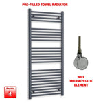 1400x600mm Flat Anthracite Pre Filled Electric Towel Rail