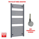 1400x600mm Flat Anthracite Pre Filled Electric Towel Rail