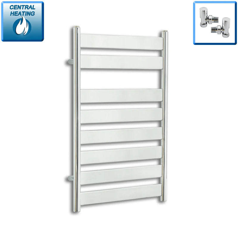 800x500mm Chrome Heated Flat Panel Towel Rail Radiator Central heating
