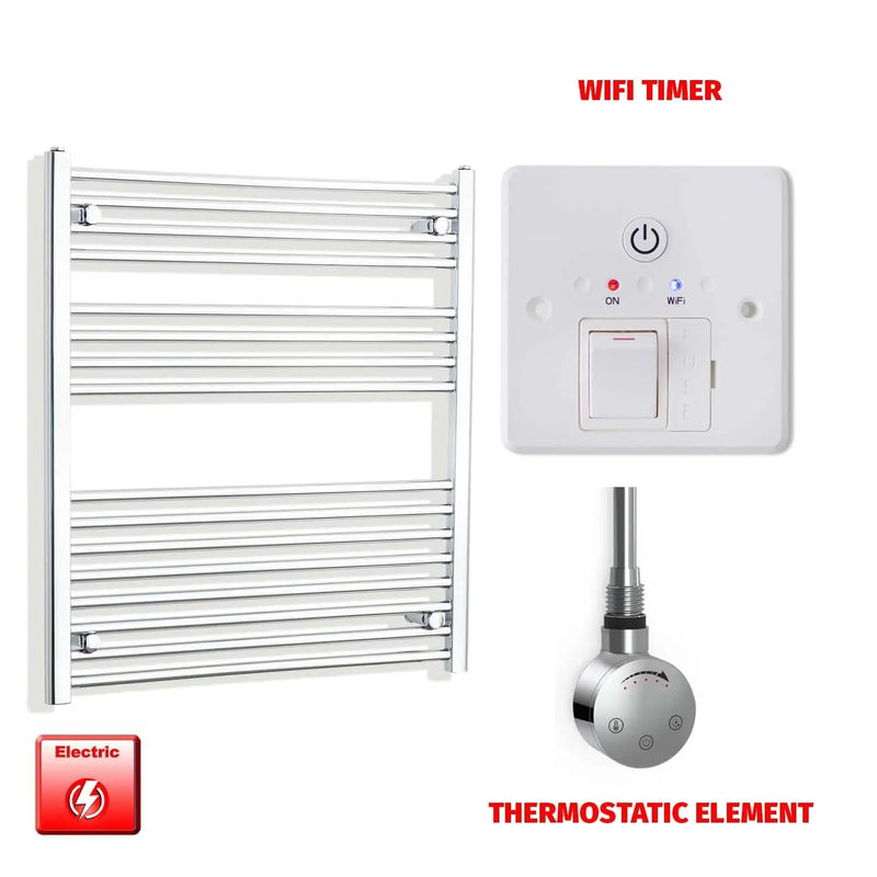 900x800mm Pre Filled Electric Towel Rail Straight Chrome
