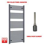 1400x600mm Flat Anthracite Pre Filled Electric Towel Rail