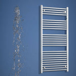 1400 mm High x 600 mm Wide Flat Or Curved Chrome Towel Radiator