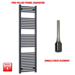 1800x600mm Flat Black Pre-Filled Electric Heated Towel Rail