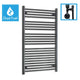 1200x700mm Dual Fuel Flat Black Heated Towel Rail Radiator