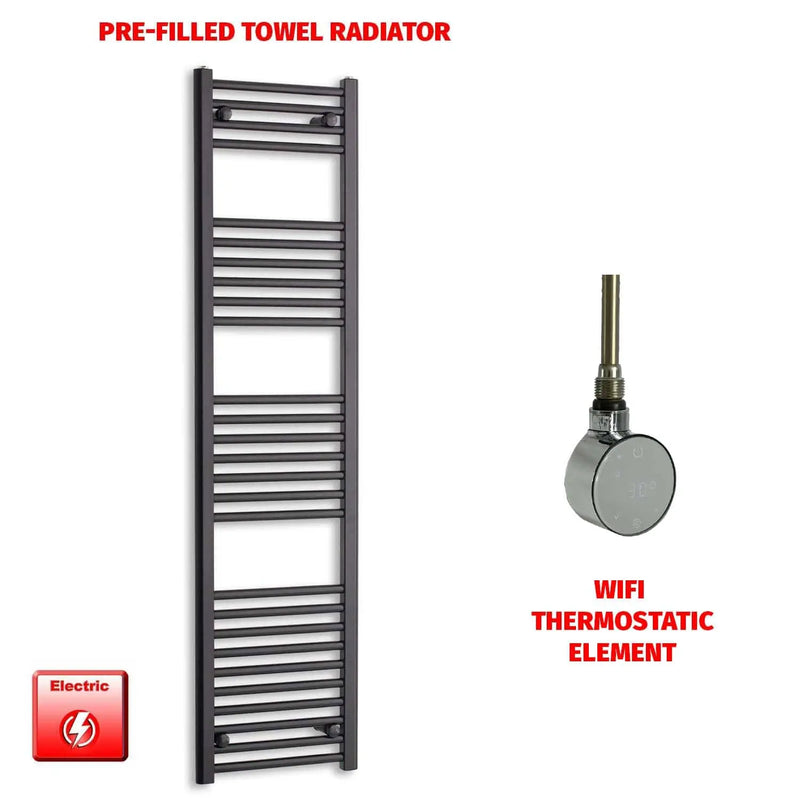 1600x400mm Electric Towel Rail Flat Black Pre Filled HTR