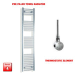 1600x300mm Pre Filled Electric Towel Rail Straight Chrome