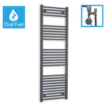 1600 x 500 Anthracite Dual Fuel Flat Heated Towel Rail Radiator
