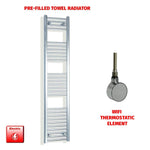 1600x350mm Pre Filled Electric Towel Rail Straight Chrome