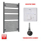 1200x700mm Flat Black Pre-Filled Electric Heated Towel Rail