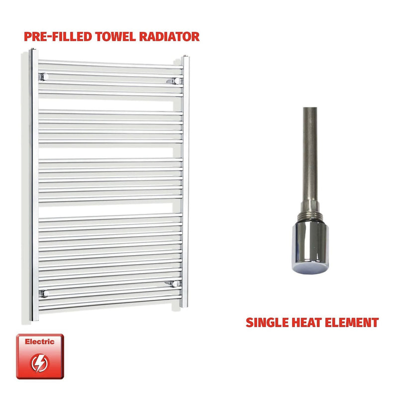 Chrome Electric Heated Towel Rail 1200 x 800 | Pre-Filled Straight Design