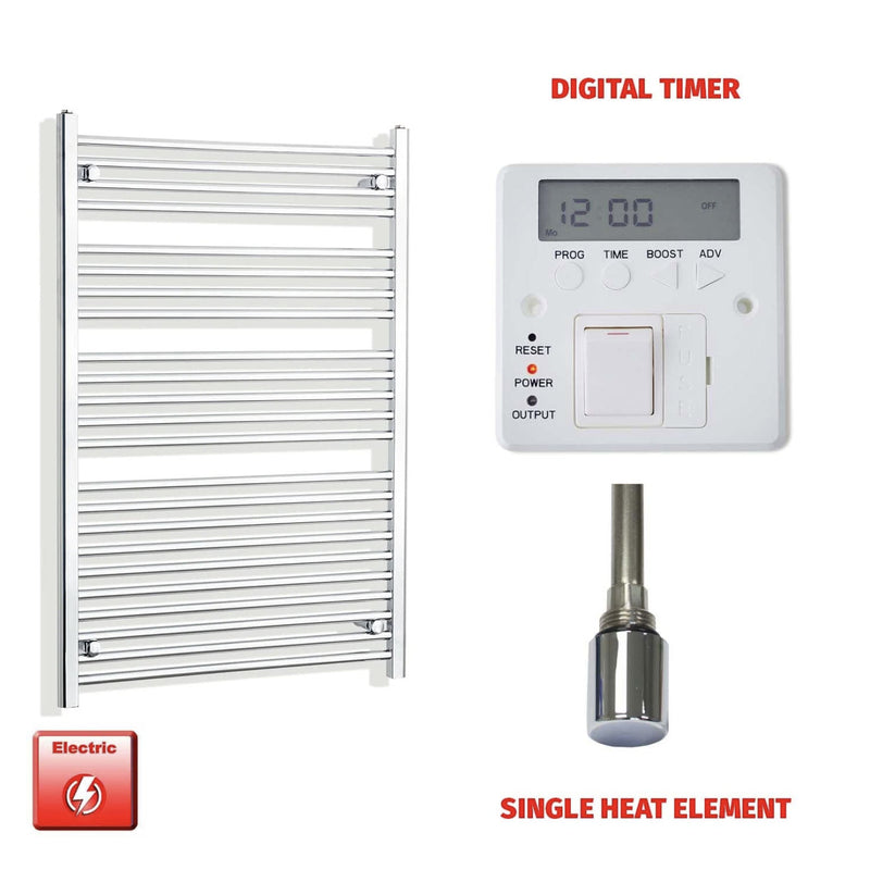 Chrome Electric Heated Towel Rail 1200 x 800 | Pre-Filled Straight Design