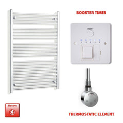 Chrome Electric Heated Towel Rail 1200 x 800 | Pre-Filled Straight Design