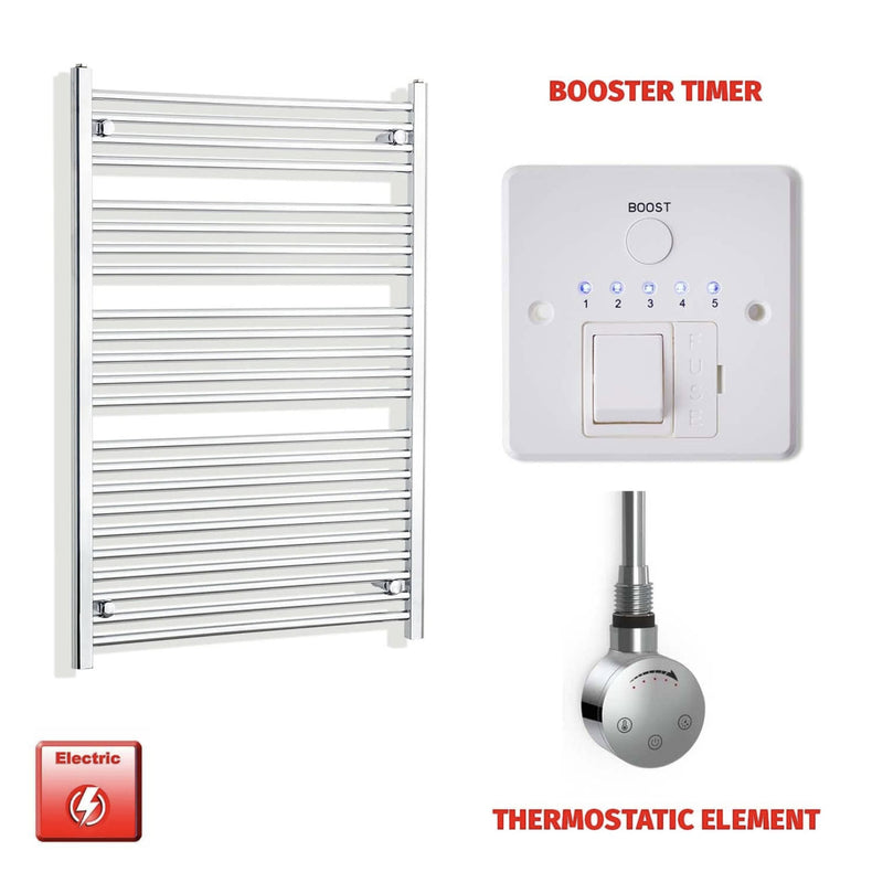 Chrome Electric Heated Towel Rail 1200 x 800 | Pre-Filled Straight Design