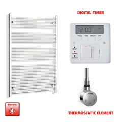 Chrome Electric Heated Towel Rail 1200 x 800 | Pre-Filled Straight Design