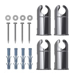 Chrome universal towel rail brackets set for flat or curved heated radiators – compatible with 19mm, 22mm, and 25mm rails.