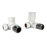 White Corner Towel Rail Radiator Valves (Pair of 2 Valves)