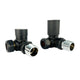 Black Corner Towel Rail Radiator Valves (Pair of 2 Valves)