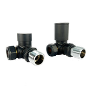 Black Corner Towel Rail Radiator Valves (Pair of 2 Valves)