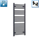 1200x550mm Wide Flat Black Towel Radiator | Elegant Radiator
