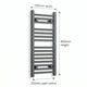 800 mm High x 300 mm Wide Flat Black Heated Towel Radiator