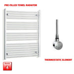 1000x800mm Pre Filled Electric Towel Rail Straight Chrome