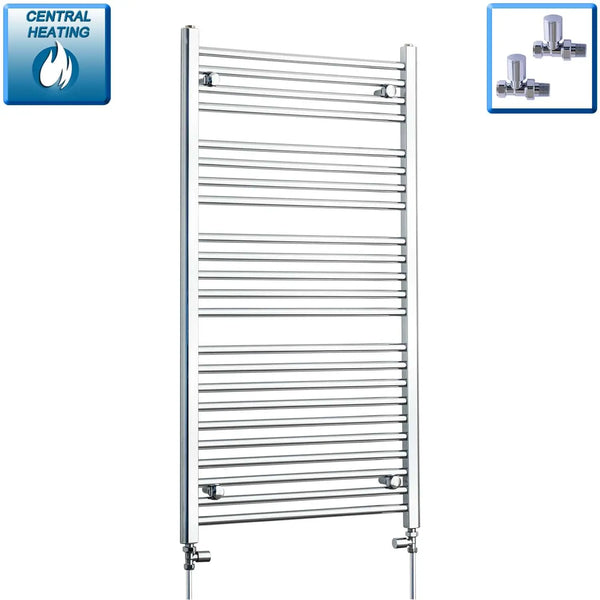 1200x550mm Heated Straight Towel Radiator Chrome