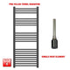 1200 x 500mm Flat Black Electric Towel Rail Pre-Filled