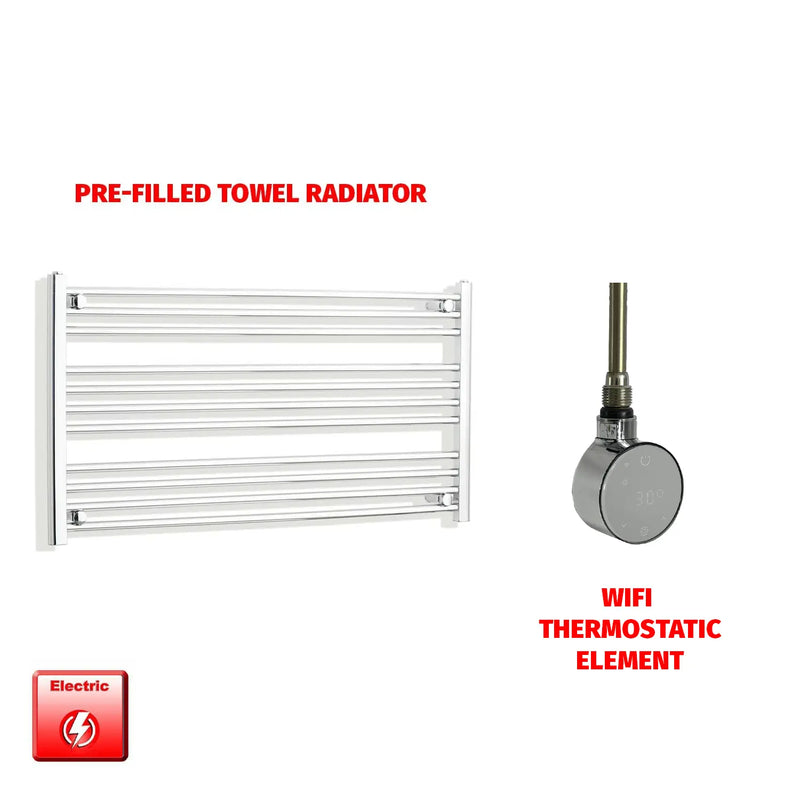 600x1300mm Pre-Filled Electric Heated Towel Radiator Straight Chrome