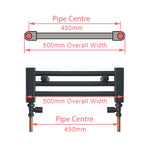 1000x500mm Straight Anthracite Sand Grey Towel Rail Central