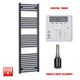 1600x600mm Flat Black Pre-Filled Electric Heated Towel Rail