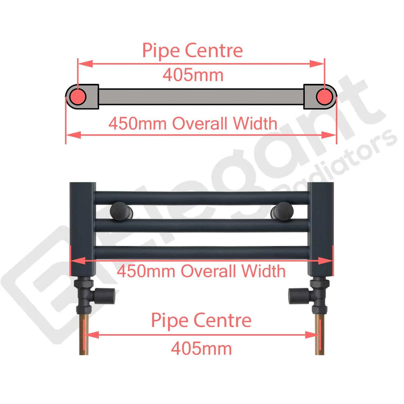 1400x450mm Heated Straight Towel Rail Radiator Chrome