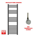 1200x400mm Flat Black Pre Filled Electric Towel Rail Radiator