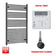 1200x700mm Flat Black Pre-Filled Electric Heated Towel Rail