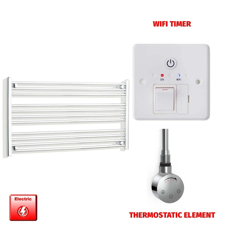 600x1300mm Pre-Filled Electric Heated Towel Radiator Straight Chrome