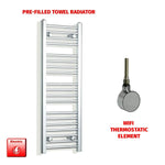 1000mm High 350mm Wide Pre-Filled Electric Heated Towel Rail Chrome