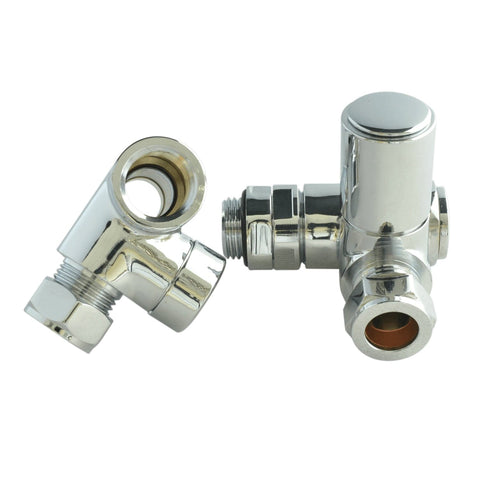 Chrome Dual Fuel Ready Corner Valve for Towel Rail Radiator Pair