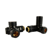 Black Dual Fuel Ready Corner Valve for Towel Rail Radiator Pair