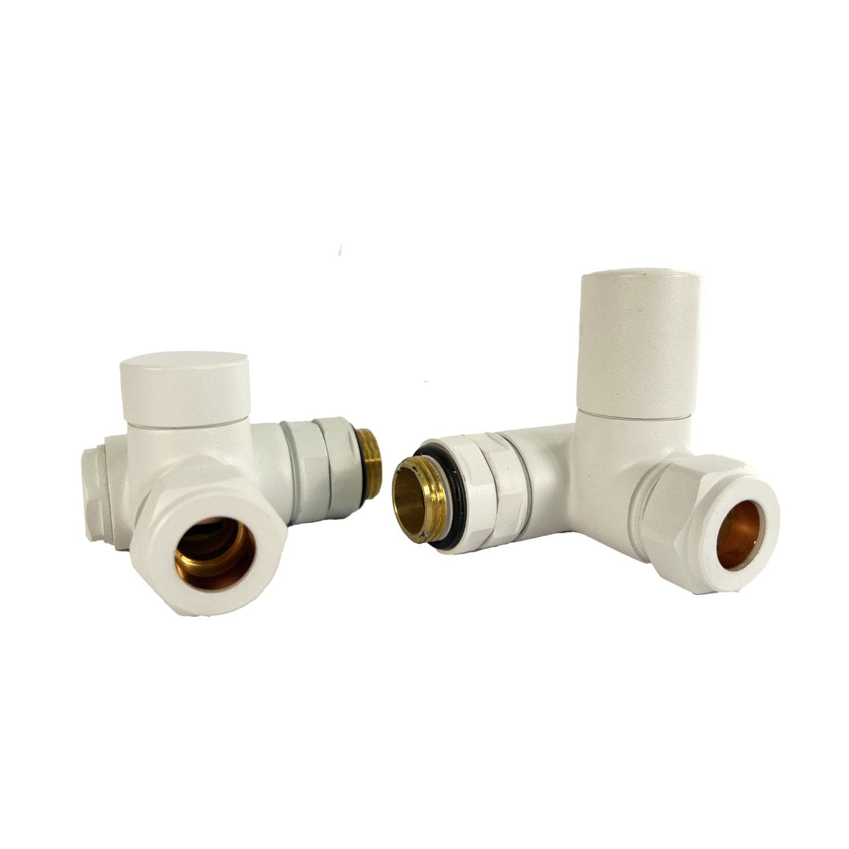 White Dual Fuel Ready Corner Valve for Towel Rail Radiator Pair