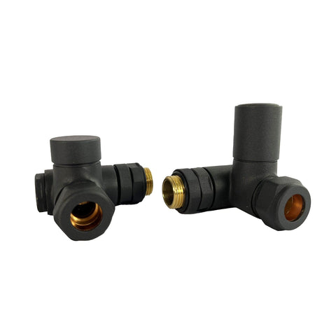 Anthracite Dual Fuel Ready Corner Valve for Towel Rail Radiator Pair