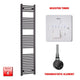 1800x450mm Flat Black Pre Filled Electric Towel Rail HTR